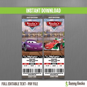 Cars Birthday Ticket Invitations (Sally and Francesco)